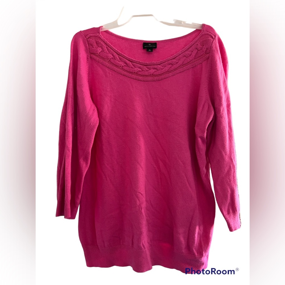 Worthington Women's Pink Boat Neck 3/4 Sleeve Sweater Size XL